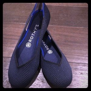 New 8 Rothy’s Midnight Metallic Herringbone Flats